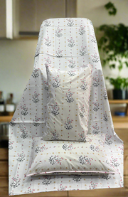 White/Pink Floral Double Bedsheet with Pillow Covers/90" x 108" - Laces and Frills