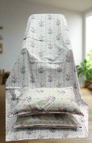 White/Pink Floral Double Bedsheet with Pillow Covers/90" x 108" - Laces and Frills