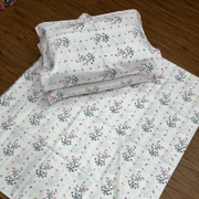 White/Pink Floral Double Bedsheet with Pillow Covers/90" x 108" - Laces and Frills