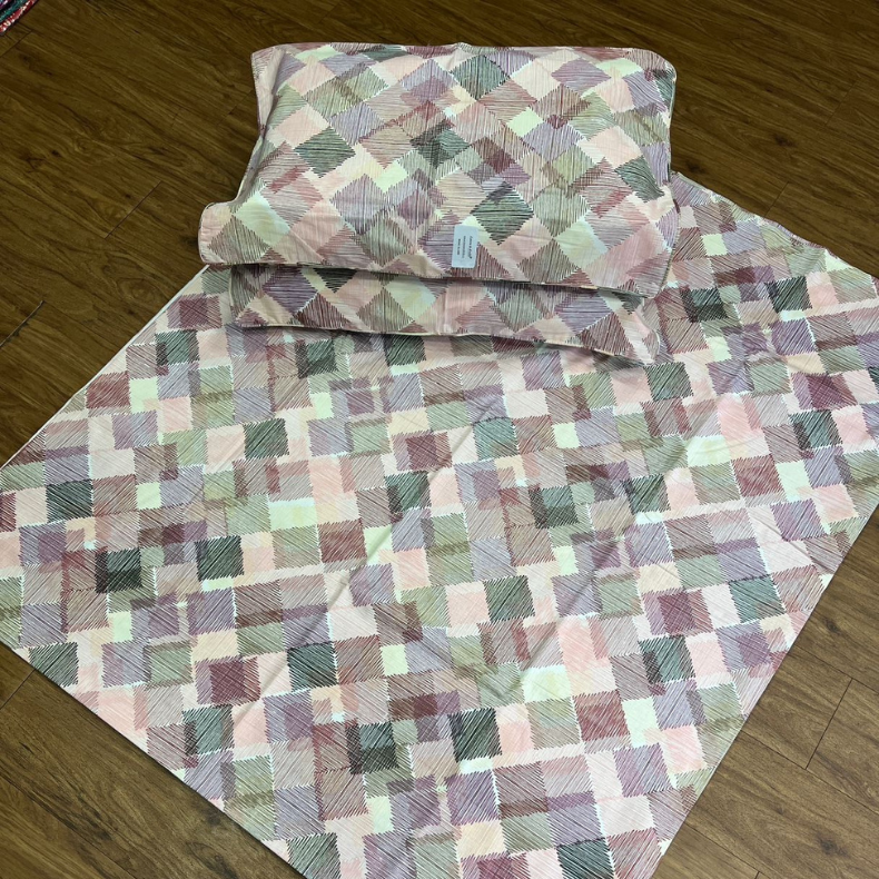 Mustard Abstract Double Bedsheet with Pillow Covers/90" x 108" - Laces and Frills