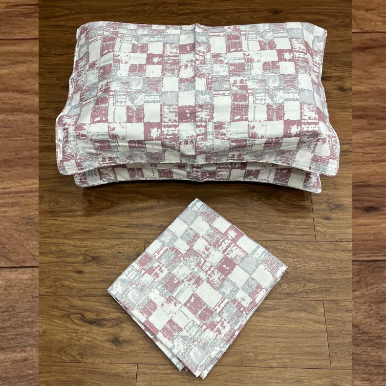 Pink Abstract Double Bedsheet with Pillow Covers/90" x 108" - Laces and Frills