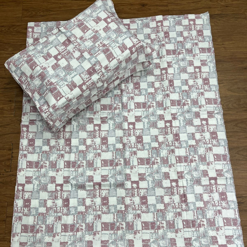 Pink Abstract Double Bedsheet with Pillow Covers/90" x 108" - Laces and Frills