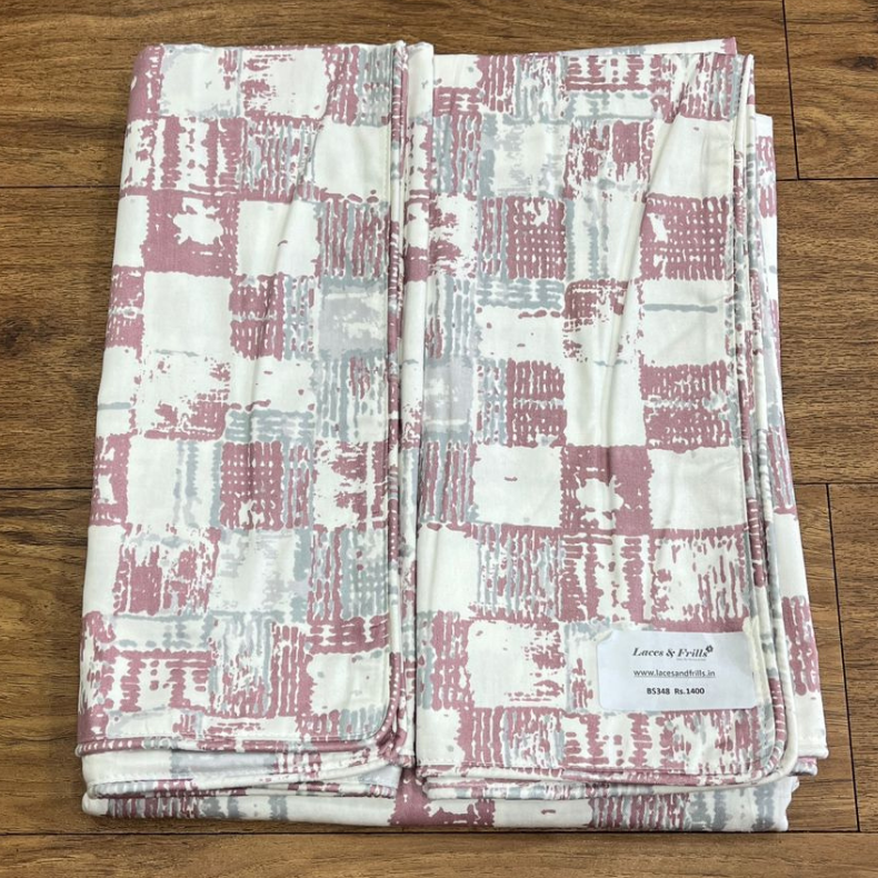 Pink Abstract Double Bedsheet with Pillow Covers/90" x 108" - Laces and Frills