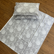 Grey Floral Double Bedsheet with Pillow Covers/90" x 108" - Laces and Frills