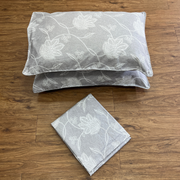 Grey Floral Double Bedsheet with Pillow Covers/90" x 108" - Laces and Frills