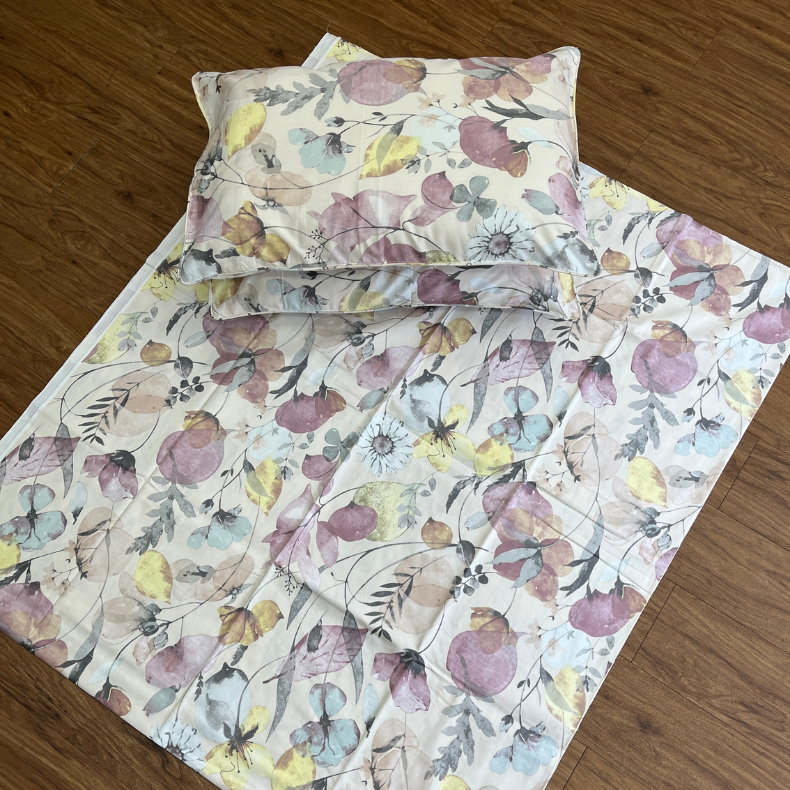 Cream Garden Double Bedsheet with Pillow Covers/90" x 108" - Laces and Frills