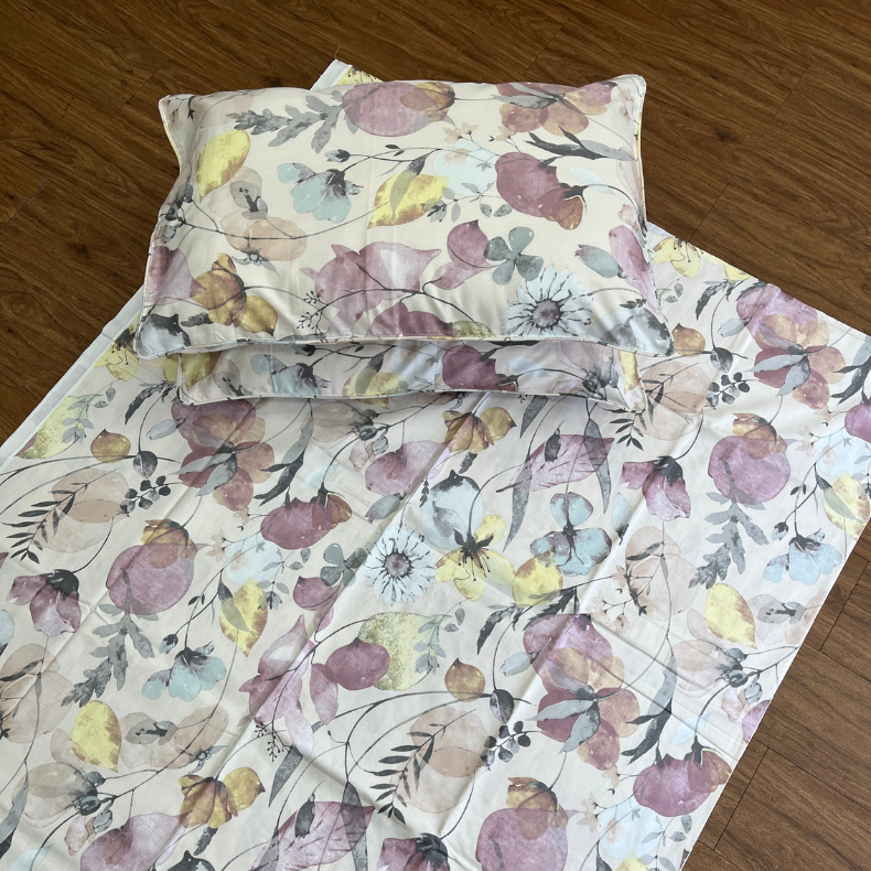 Cream Garden Double Bedsheet with Pillow Covers/90" x 108" - Laces and Frills