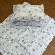 Light Blue Floral Garden Double Bedsheet with Pillow Covers/90" x 108" - Laces and Frills