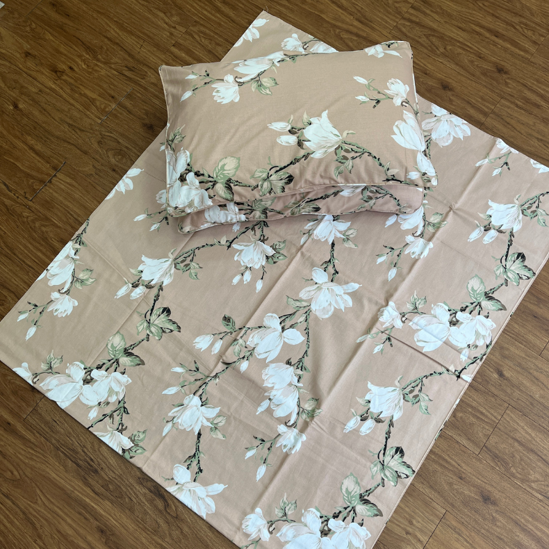 Cream Floral Garden Double Bedsheet with Pillow Covers/90" x 108" - Laces and Frills