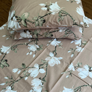 Cream Floral Garden Double Bedsheet with Pillow Covers/90" x 108" - Laces and Frills