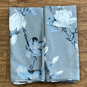 Grey Floral Garden Double Bedsheet with Pillow Covers/90" x 108" - Laces and Frills