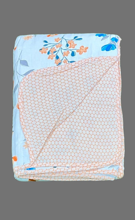 White/Peach Blanket | Dohar. Garden, Soft & Cozy. One Double bed Reversible | Laces and Frills - Laces and Frills
