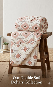 Peach Blanket | Dohar. Abstract, Soft & Cozy. One Double bed Reversible | Laces and Frills - Laces and Frills