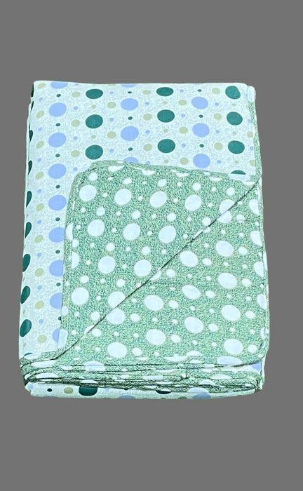 White/Green Blanket | Dohar. Dots, Soft & Cozy. One Double bed Reversible | Laces and Frills - Laces and Frills