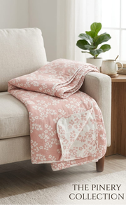 Blanket | Dohar. Peach/White Flora, Soft & Cozy. One Double bed Reversible | Laces and Frills - Laces and Frills