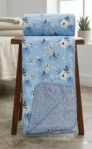 Blanket | Dohar. Blue Flora, Soft & Cozy. One Double bed Reversible | Laces and Frills - Laces and Frills