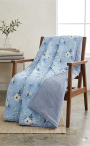 Blanket | Dohar. Blue Flora, Soft & Cozy. One Double bed Reversible | Laces and Frills - Laces and Frills