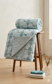 Blanket | Dohar. Pista Green Abstract, Soft & Cozy. One Double bed Reversible | Laces and Frills - Laces and Frills