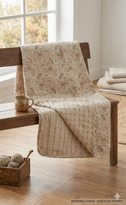 Blanket | Dohar. Cream Garden Floral, Soft & Cozy. One Double bed Reversible | Laces and Frills - Laces and Frills