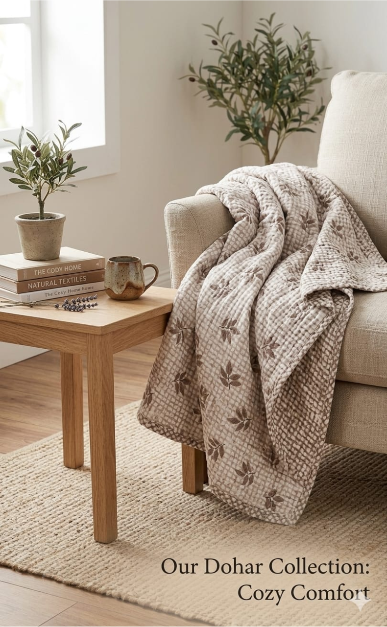 Brown Blanket | Dohar. Leaf Soft & Cozy. One Double bed Reversible | Laces and Frills - Laces and Frills
