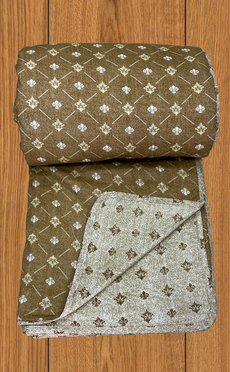 Blanket | Dohar. Mustard Ethnic Print, Soft & Cozy. One Double bed Reversible | Laces and Frills