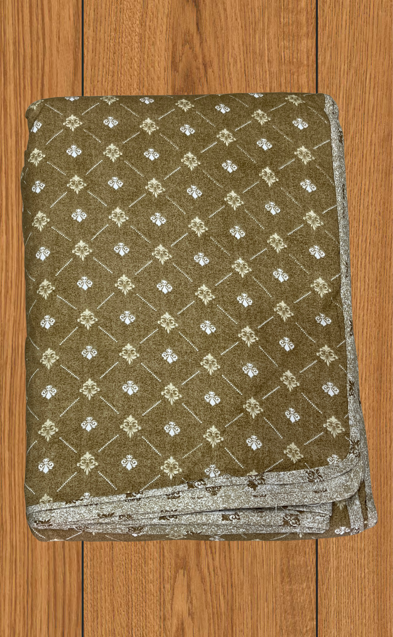 Blanket | Dohar. Mustard Ethnic Print, Soft & Cozy. One Double bed Reversible | Laces and Frills