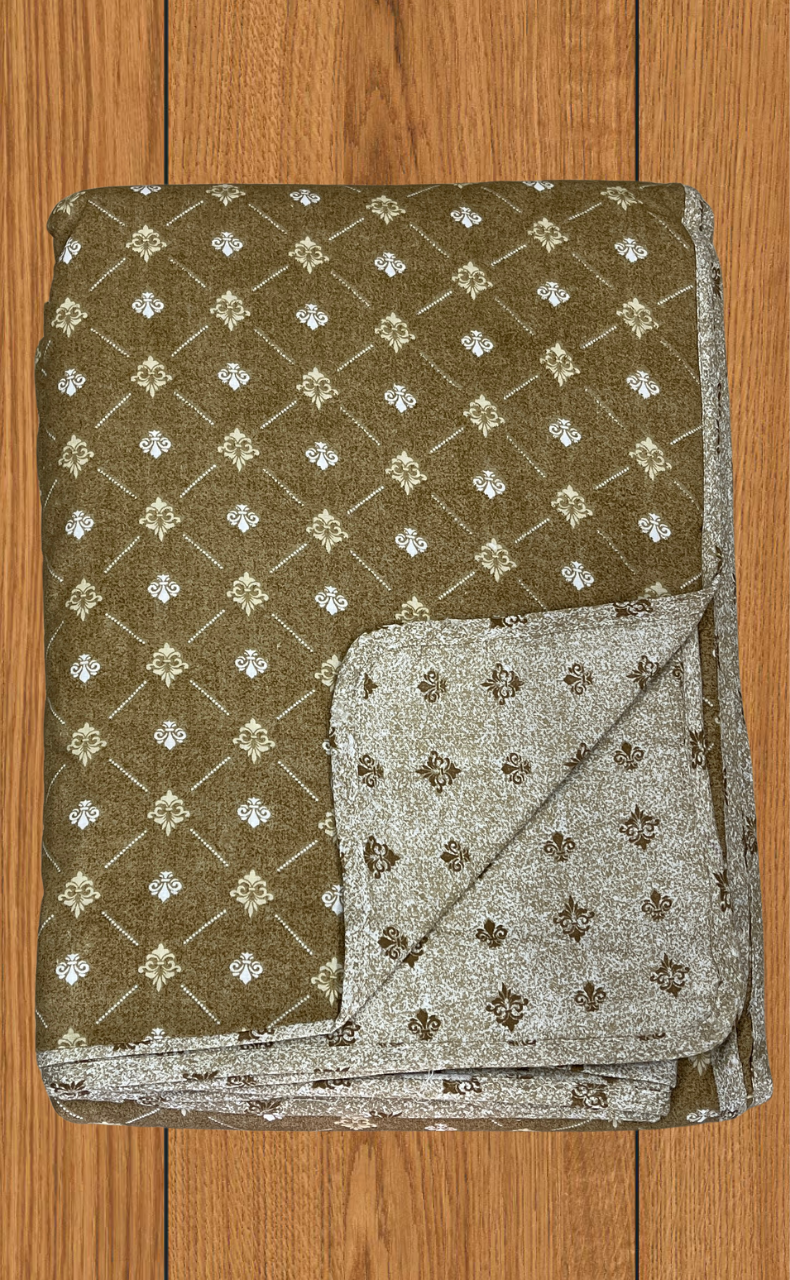 Blanket | Dohar. Mustard Ethnic Print, Soft & Cozy. One Double bed Reversible | Laces and Frills