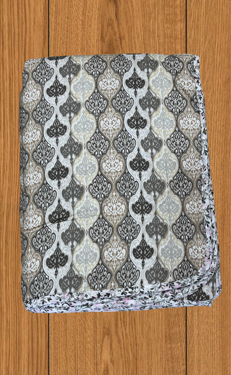 Blanket | Dohar. Beige Garden, Soft & Cozy. One Double bed Reversible | Laces and Frills