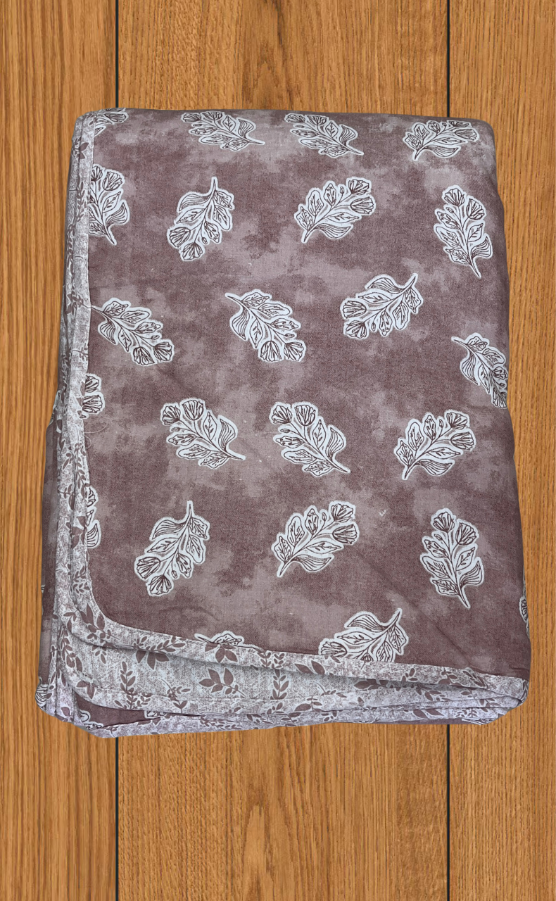 Blanket | Dohar. English Pink Leafy, Soft & Cozy. One Double bed Reversible | Laces and Frills