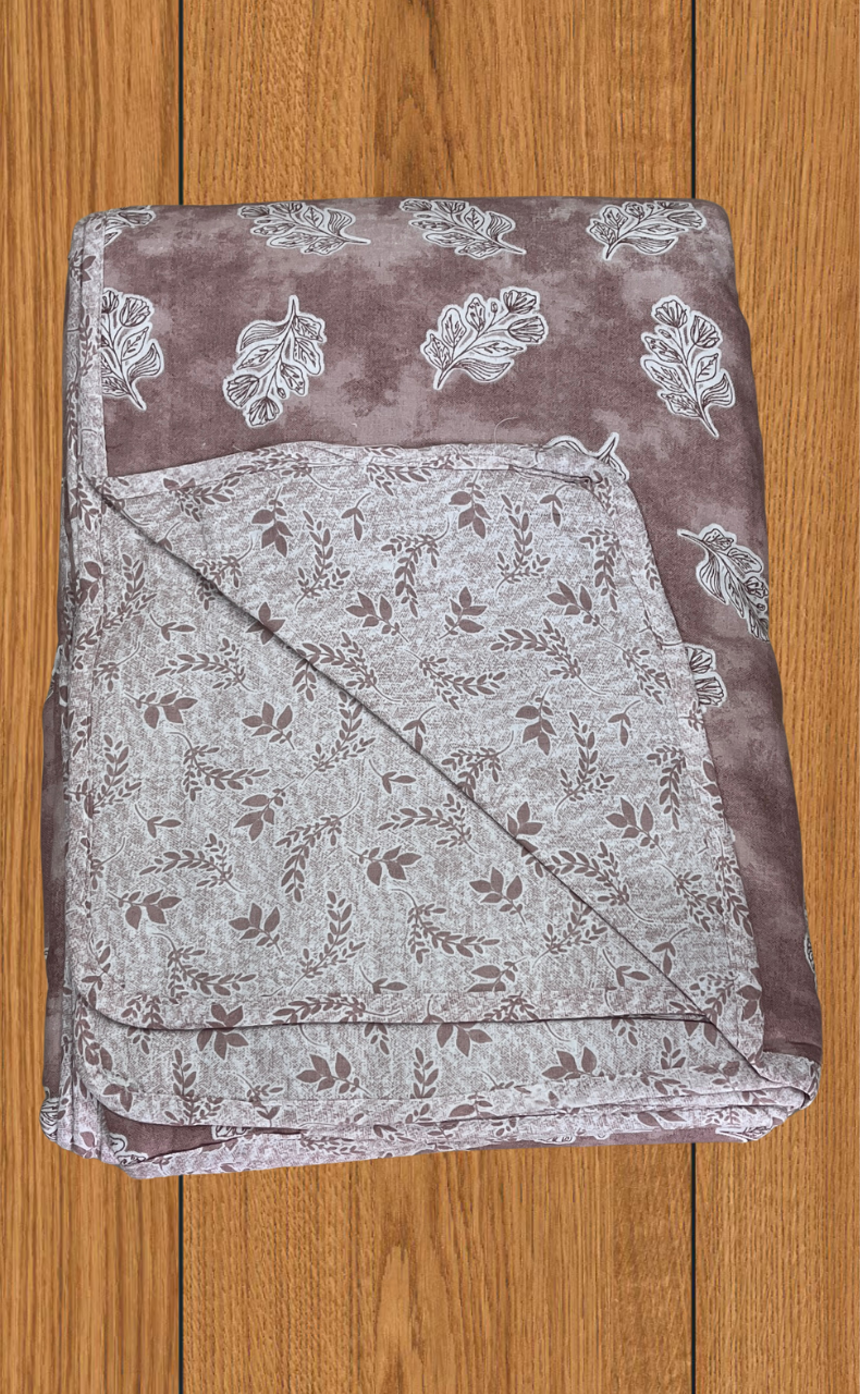 Blanket | Dohar. English Pink Leafy, Soft & Cozy. One Double bed Reversible | Laces and Frills