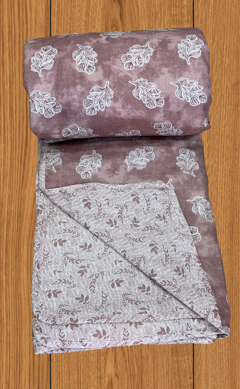 Blanket | Dohar. English Pink Leafy, Soft & Cozy. One Double bed Reversible | Laces and Frills