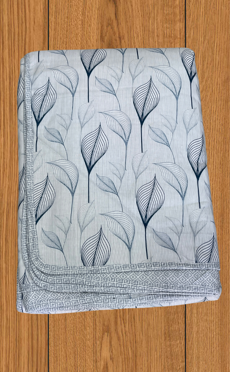 Blanket | Dohar. Blue Leafy, Soft & Cozy. One Double bed Reversible | Laces and Frills