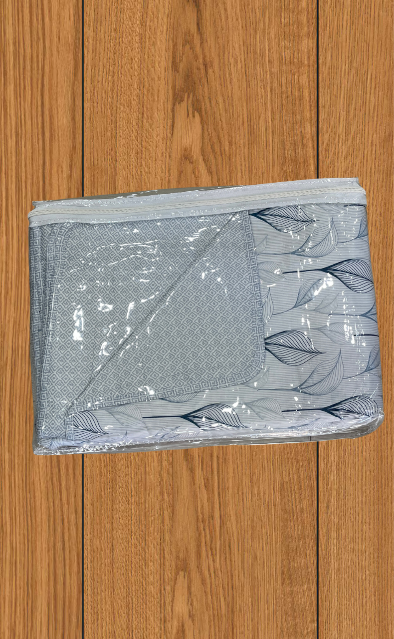 Blanket | Dohar. Blue Leafy, Soft & Cozy. One Double bed Reversible | Laces and Frills