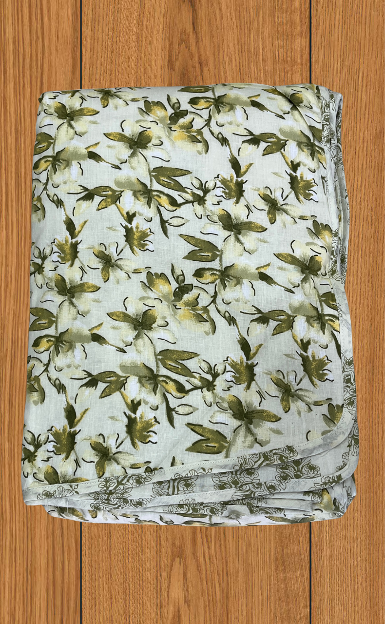 Blanket | Dohar. Green Garden, Soft & Cozy. One Double bed Reversible | Laces and Frills