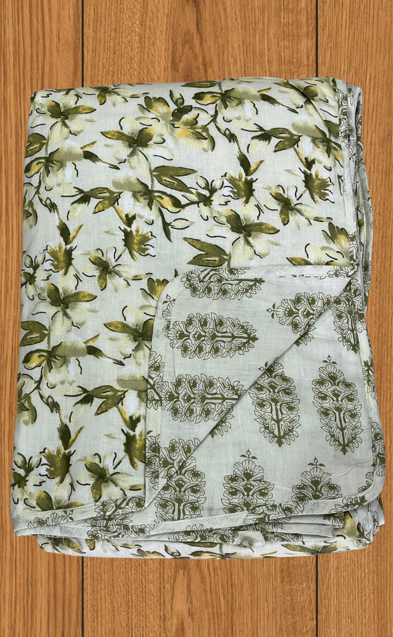 Blanket | Dohar. Green Garden, Soft & Cozy. One Double bed Reversible | Laces and Frills