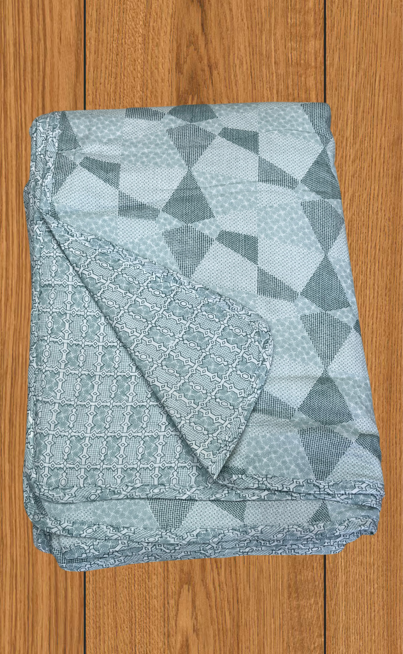 Blanket | Dohar. Pista Green Abstract, Soft & Cozy. One Double bed Reversible | Laces and Frills