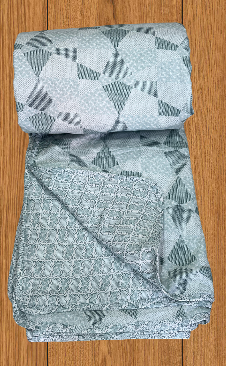 Blanket | Dohar. Pista Green Abstract, Soft & Cozy. One Double bed Reversible | Laces and Frills