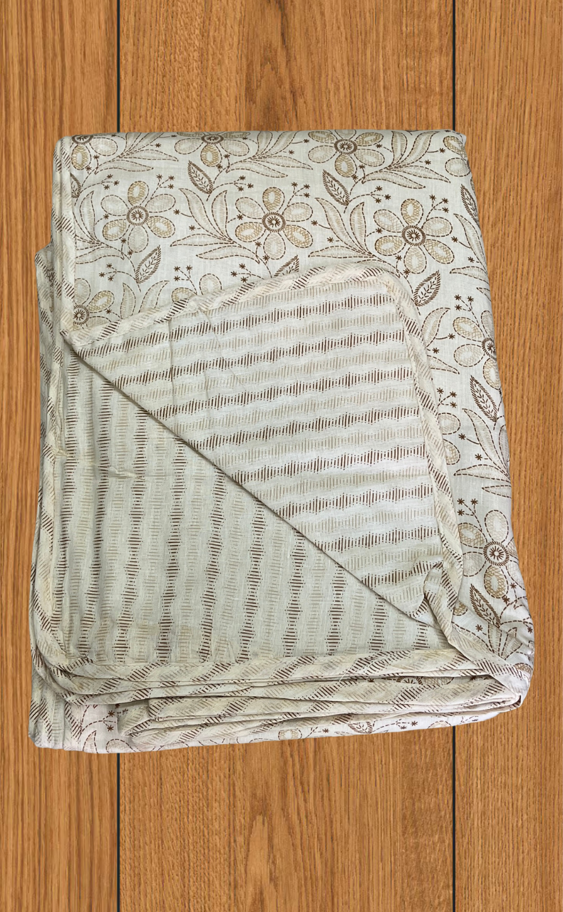 Blanket | Dohar. Cream Garden Floral, Soft & Cozy. One Double bed Reversible | Laces and Frills