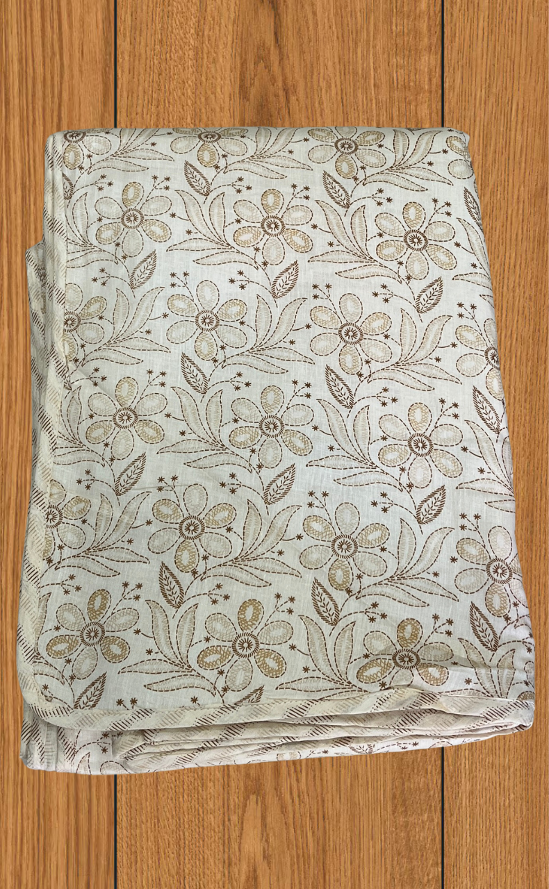 Blanket | Dohar. Cream Garden Floral, Soft & Cozy. One Double bed Reversible | Laces and Frills