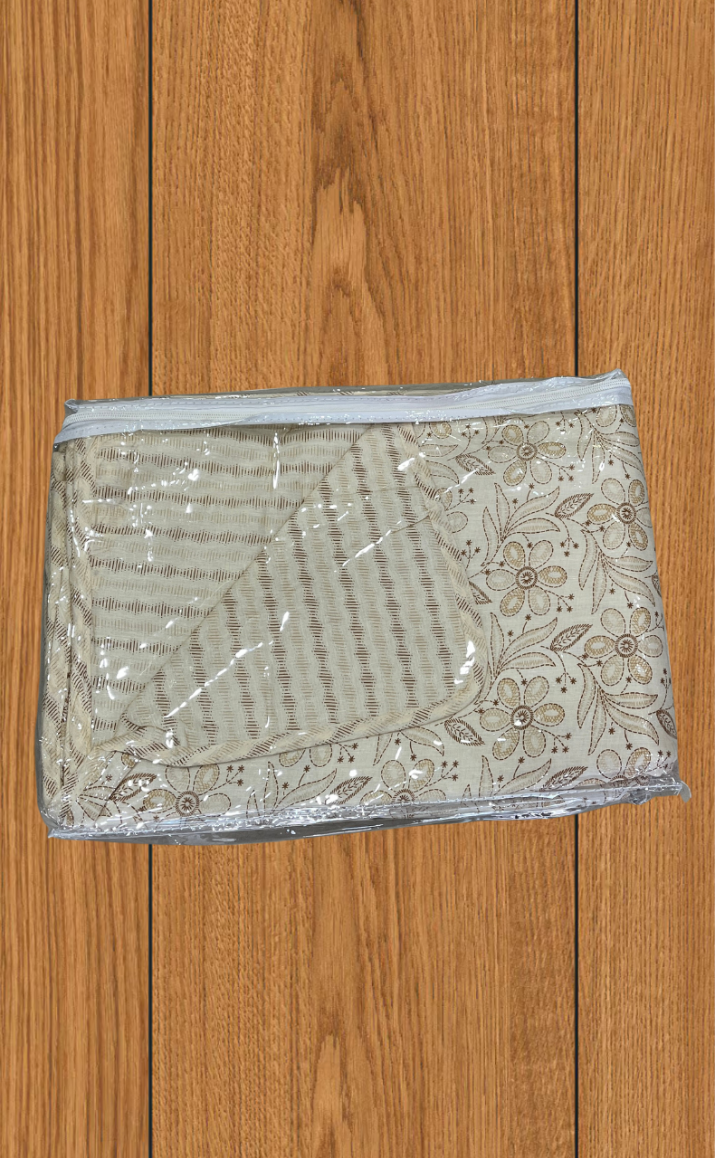 Blanket | Dohar. Cream Garden Floral, Soft & Cozy. One Double bed Reversible | Laces and Frills