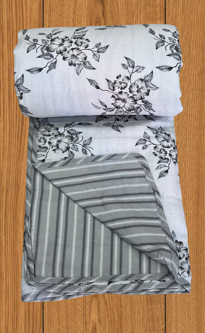 Blanket | Dohar. Grey Garden, Soft & Cozy. One Double bed Reversible | Laces and Frills