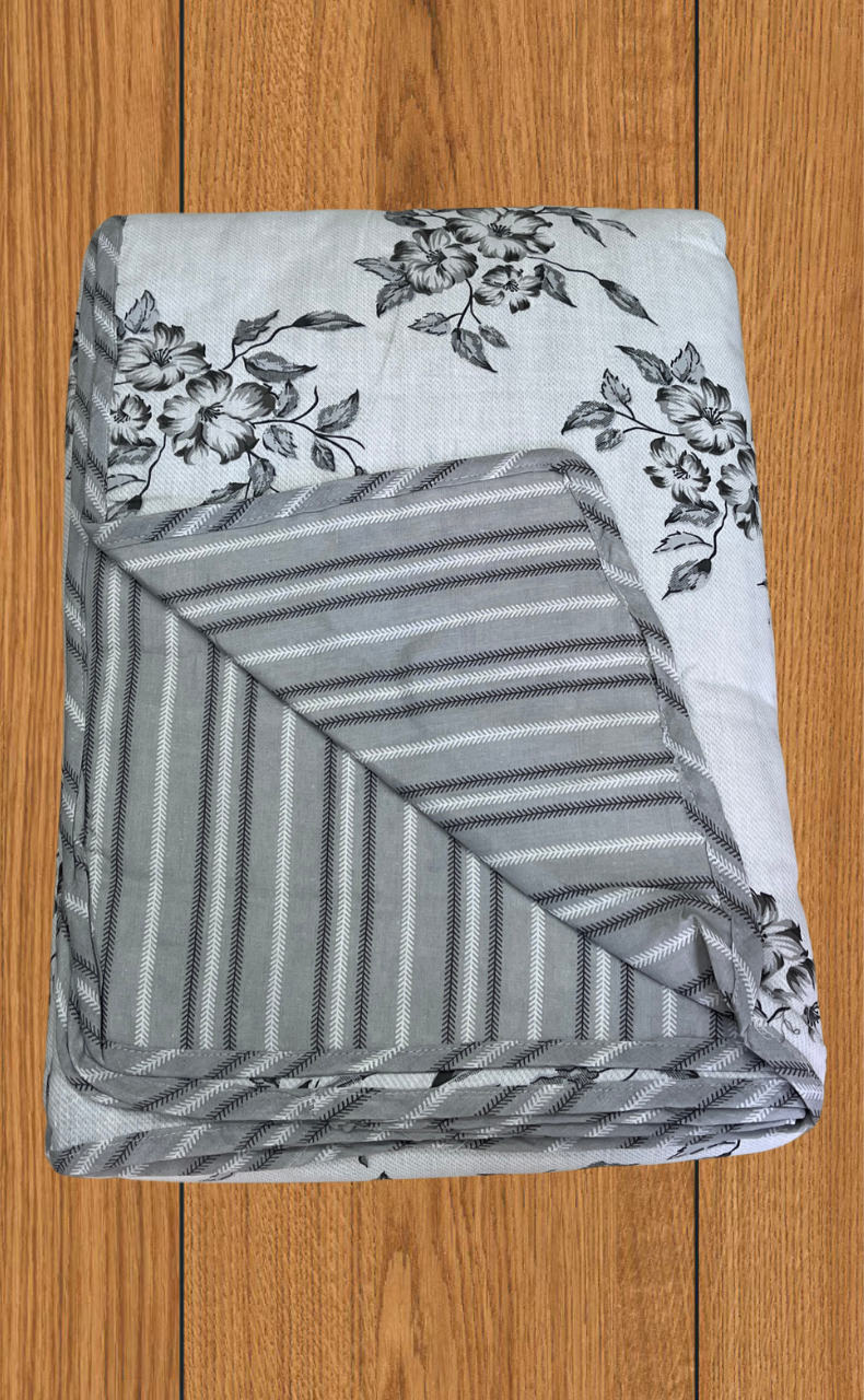 Blanket | Dohar. Grey Garden, Soft & Cozy. One Double bed Reversible | Laces and Frills