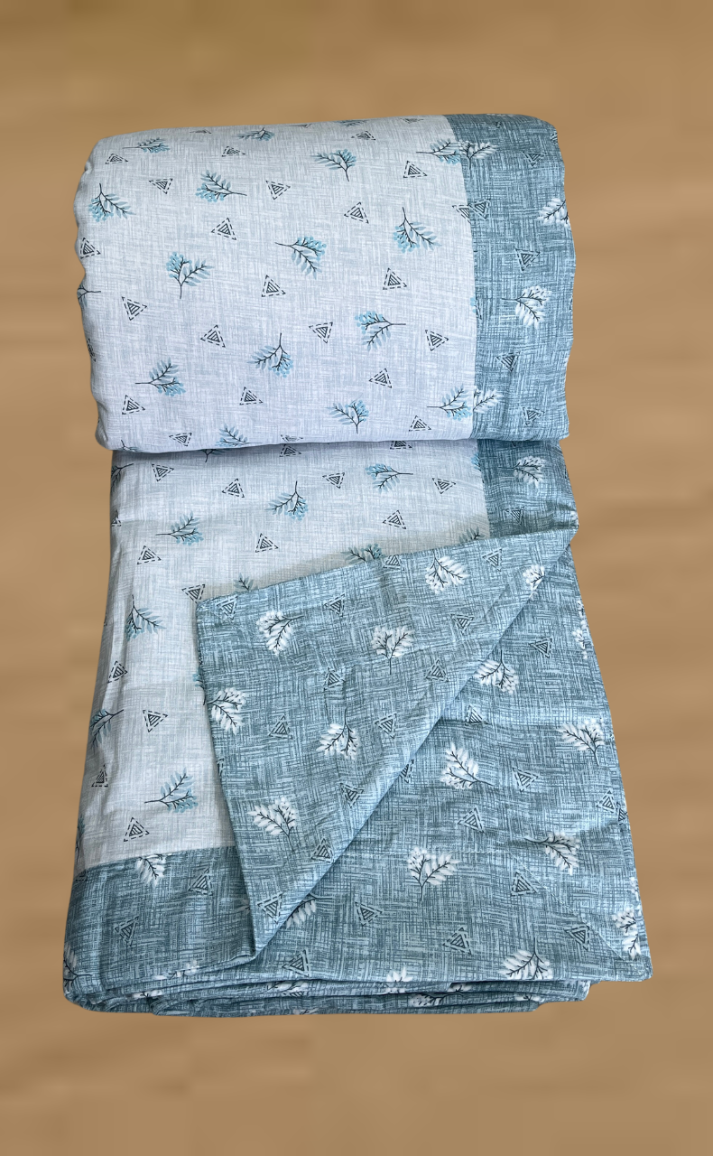 Blanket | Dohar. Sea Green Tiny Floral, Soft & Cozy. One Double bed Reversible | Laces and Frills