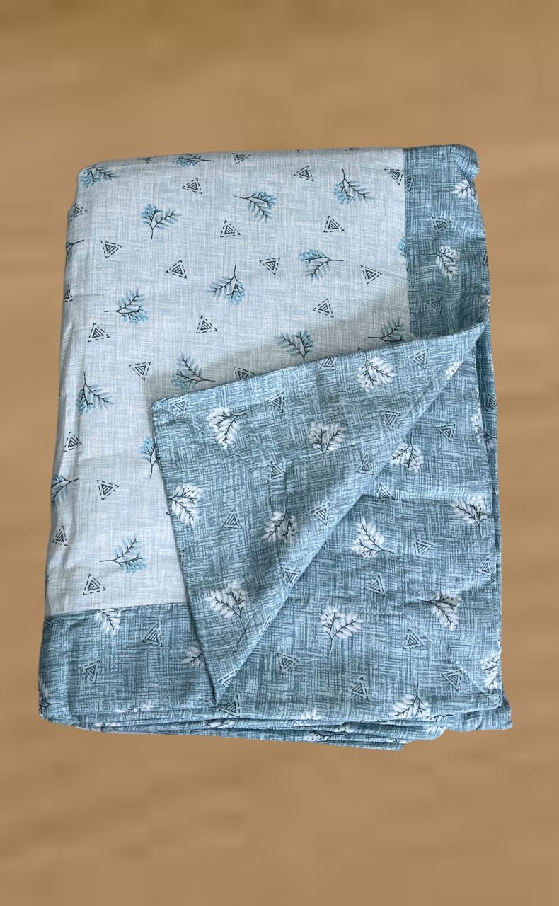 Blanket | Dohar. Sea Green Tiny Floral, Soft & Cozy. One Double bed Reversible | Laces and Frills