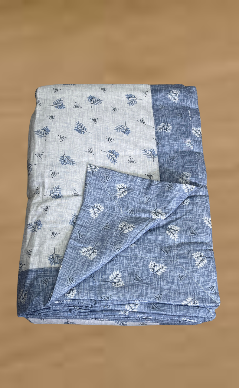 Blanket | Dohar. Blue Tiny Floral, Soft & Cozy. One Double bed Reversible | Laces and Frills