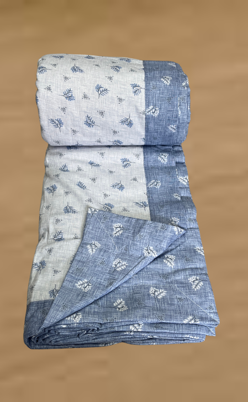 Blanket | Dohar. Blue Tiny Floral, Soft & Cozy. One Double bed Reversible | Laces and Frills