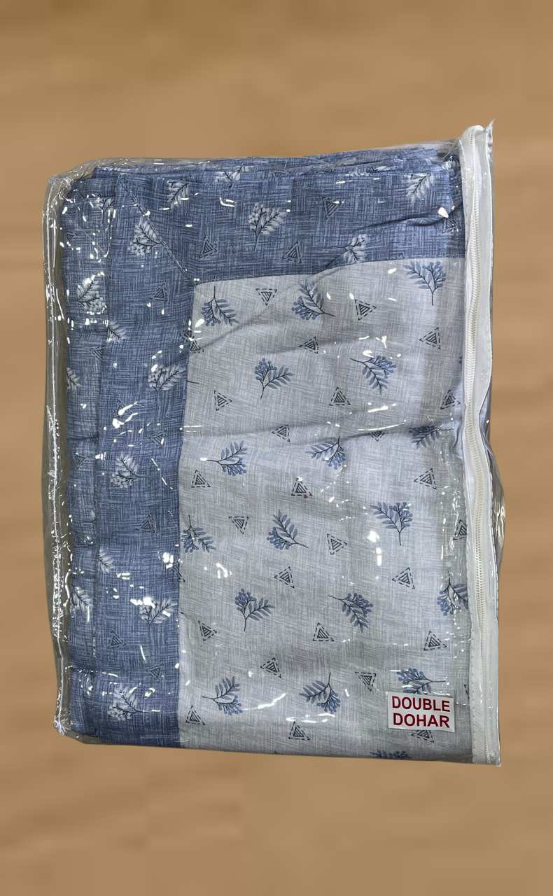 Blanket | Dohar. Blue Tiny Floral, Soft & Cozy. One Double bed Reversible | Laces and Frills