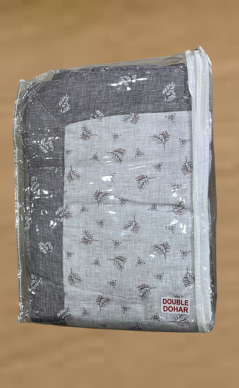 Blanket | Dohar. Grey Tiny Floral, Soft & Cozy. One Double bed Reversible | Laces and Frills