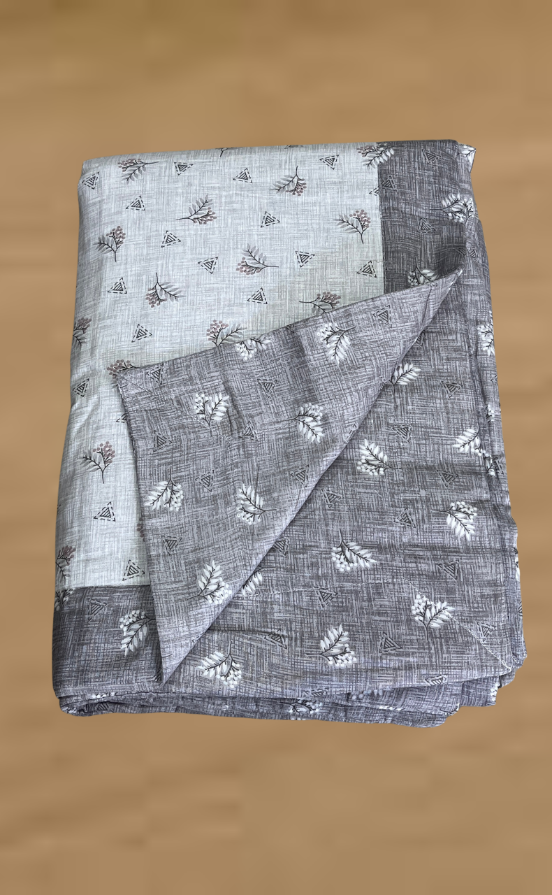 Blanket | Dohar. Grey Tiny Floral, Soft & Cozy. One Double bed Reversible | Laces and Frills