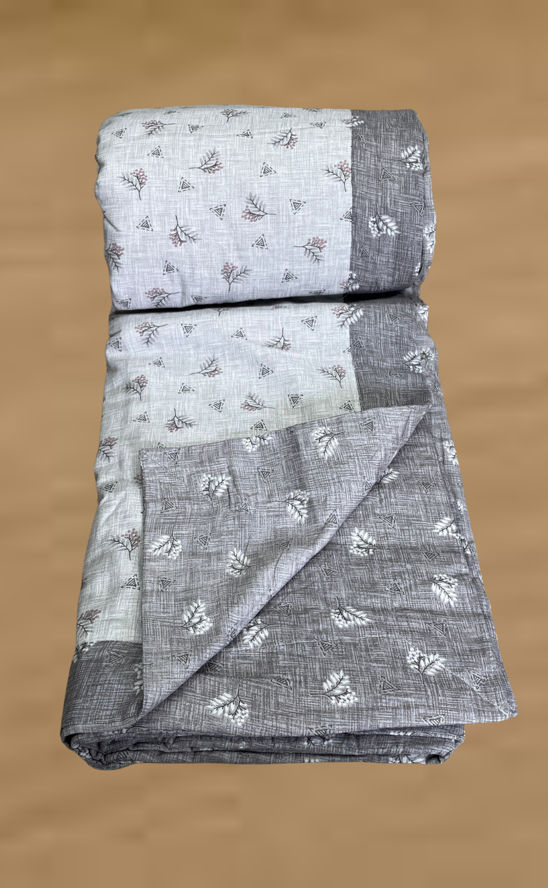 Blanket | Dohar. Grey Tiny Floral, Soft & Cozy. One Double bed Reversible | Laces and Frills